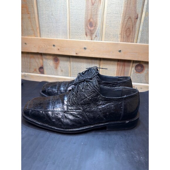 David Eden Mens Genuine Crocodile & Ostrich Black Dress Shoes Size 10.5